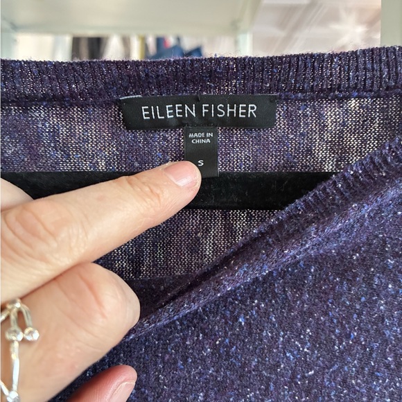Eileen Fisher purple speckled wool and silk sweater size S - Picture 2 of 3